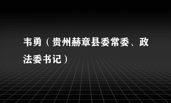 韦勇（贵州赫章县委常委、政法委书记）