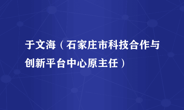 于文海（石家庄市科技合作与创新平台中心原主任）