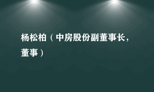 杨松柏（中房股份副董事长，董事）