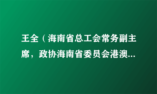 王全（海南省总工会常务副主席，政协海南省委员会港澳台侨外事委员会主任）