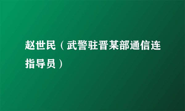 赵世民（武警驻晋某部通信连指导员）