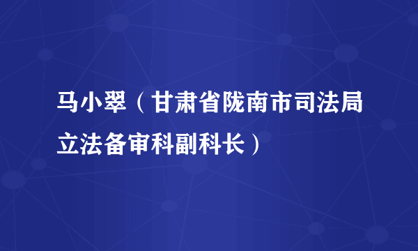 马小翠（甘肃省陇南市司法局立法备审科副科长）