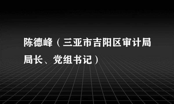 陈德峰（三亚市吉阳区审计局局长、党组书记）