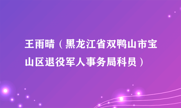 王雨晴（黑龙江省双鸭山市宝山区退役军人事务局科员）