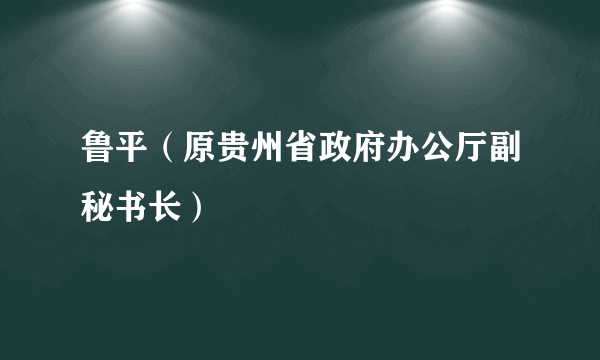 鲁平（原贵州省政府办公厅副秘书长）