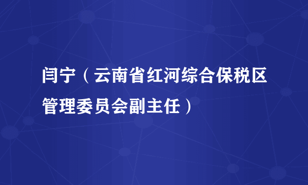 闫宁（云南省红河综合保税区管理委员会副主任）