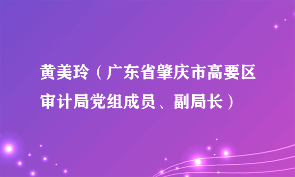 黄美玲（广东省肇庆市高要区审计局党组成员、副局长）