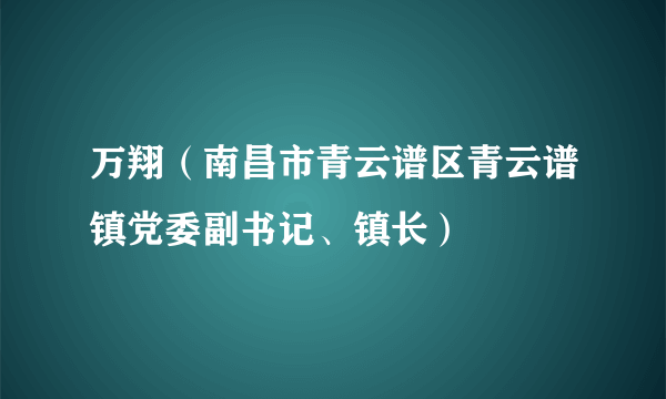 万翔（南昌市青云谱区青云谱镇党委副书记、镇长）