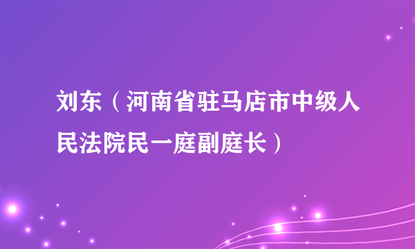 刘东（河南省驻马店市中级人民法院民一庭副庭长）