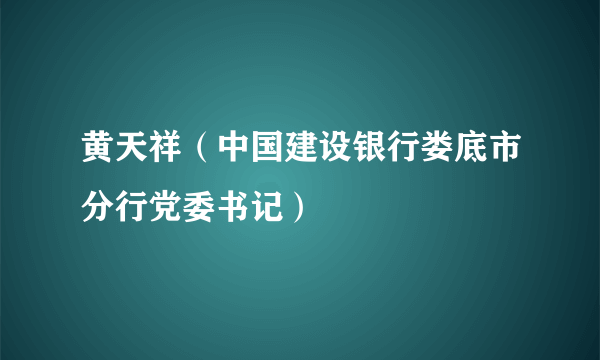 黄天祥（中国建设银行娄底市分行党委书记）