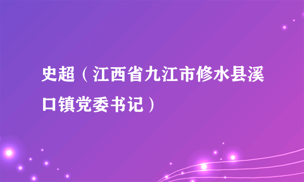 史超（江西省九江市修水县溪口镇党委书记）