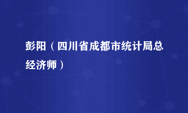 彭阳（四川省成都市统计局总经济师）