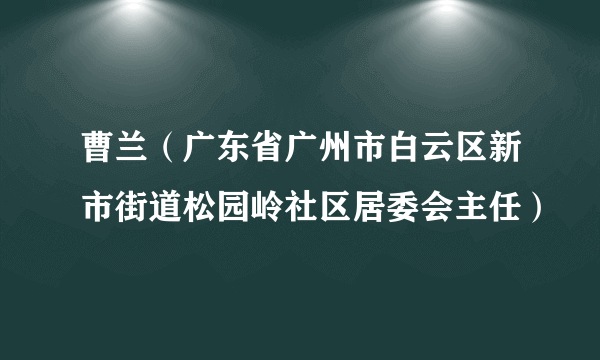 曹兰（广东省广州市白云区新市街道松园岭社区居委会主任）