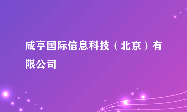 咸亨国际信息科技（北京）有限公司