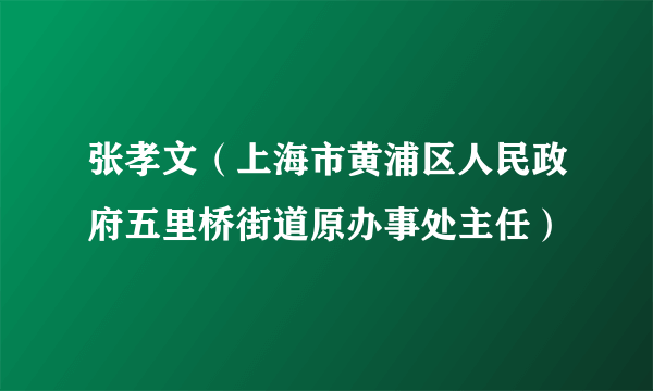 张孝文（上海市黄浦区人民政府五里桥街道原办事处主任）