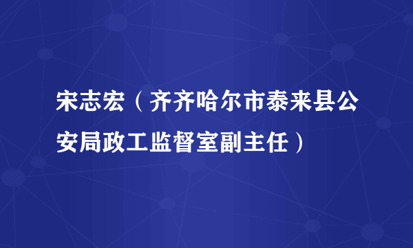 宋志宏（齐齐哈尔市泰来县公安局政工监督室副主任）