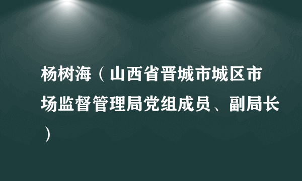 杨树海（山西省晋城市城区市场监督管理局党组成员、副局长）