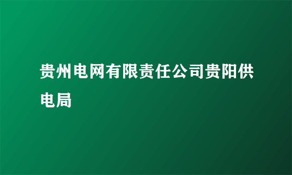 贵州电网有限责任公司贵阳供电局