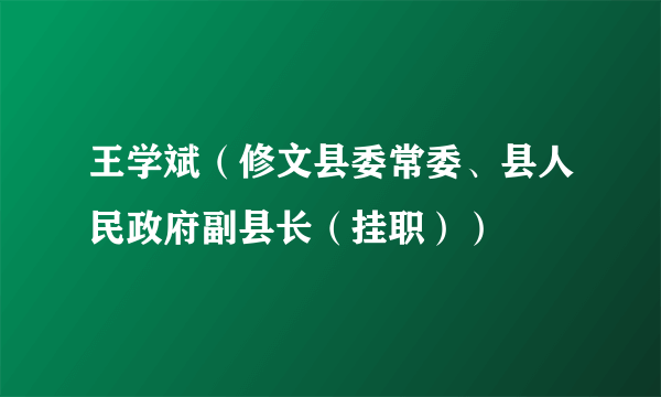 王学斌（修文县委常委、县人民政府副县长（挂职））