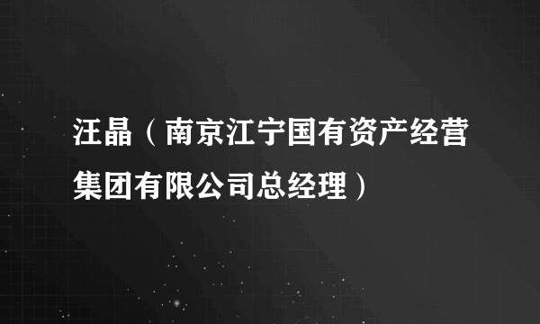 汪晶（南京江宁国有资产经营集团有限公司总经理）