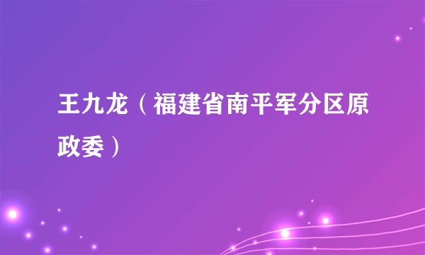 王九龙（福建省南平军分区原政委）