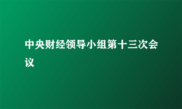 中央财经领导小组第十三次会议