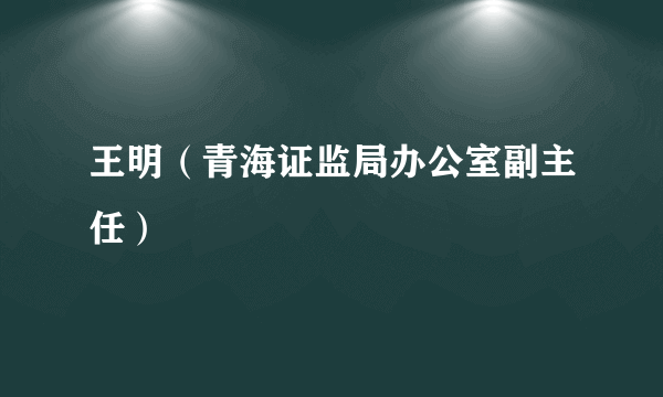 王明（青海证监局办公室副主任）