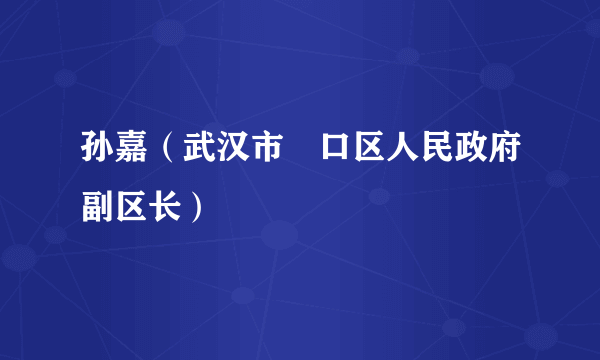 孙嘉（武汉市硚口区人民政府副区长）