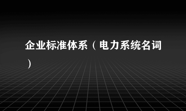 企业标准体系（电力系统名词）