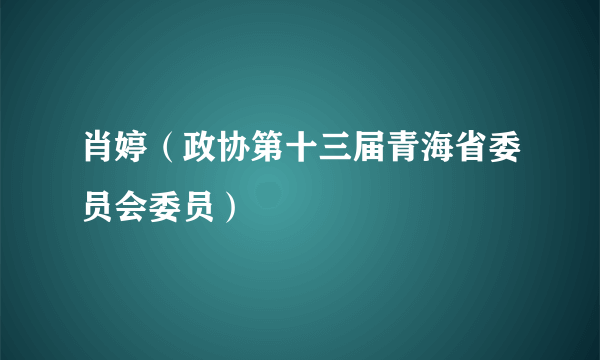 肖婷（政协第十三届青海省委员会委员）