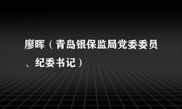 廖晖（青岛银保监局党委委员、纪委书记）