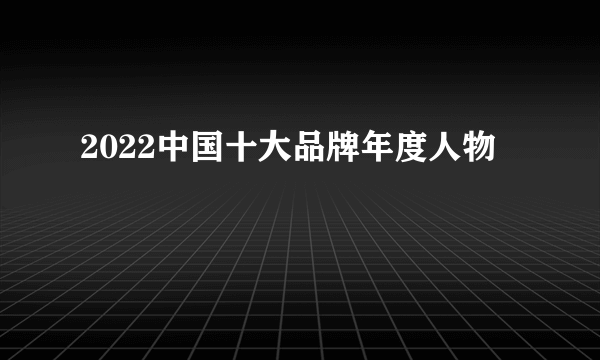 2022中国十大品牌年度人物