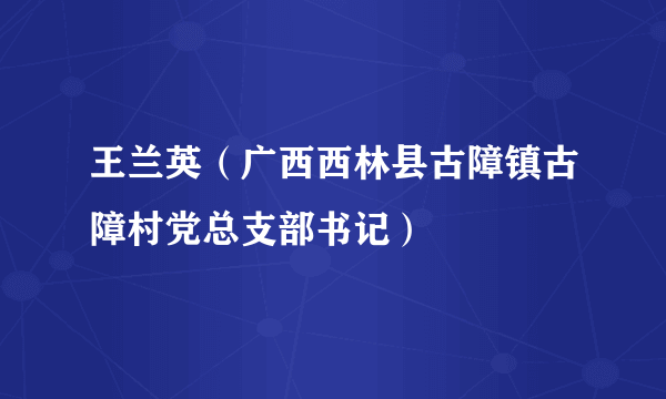 王兰英（广西西林县古障镇古障村党总支部书记）