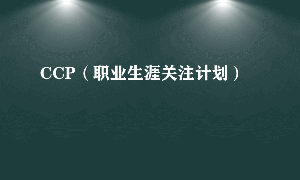 CCP（职业生涯关注计划）