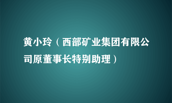 黄小玲（西部矿业集团有限公司原董事长特别助理）