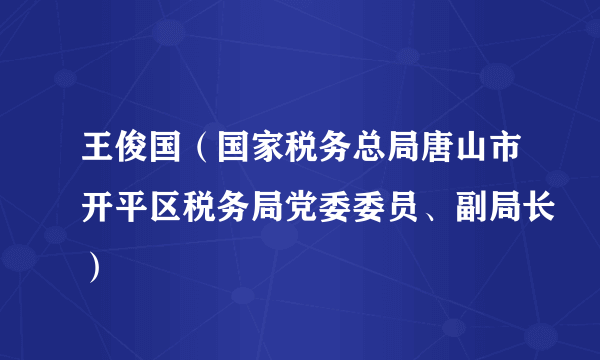 王俊国（国家税务总局唐山市开平区税务局党委委员、副局长）