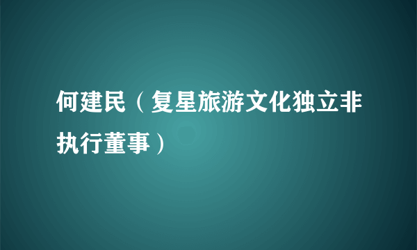 何建民（复星旅游文化独立非执行董事）