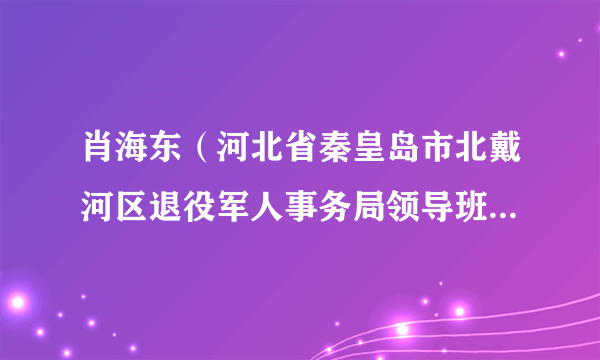 肖海东（河北省秦皇岛市北戴河区退役军人事务局领导班子成员）