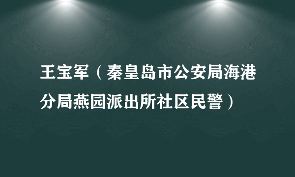 王宝军（秦皇岛市公安局海港分局燕园派出所社区民警）