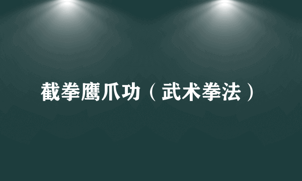 截拳鹰爪功（武术拳法）