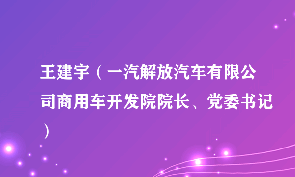 王建宇（一汽解放汽车有限公司商用车开发院院长、党委书记）