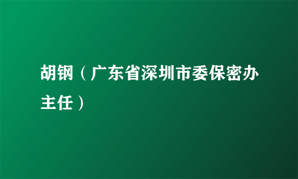 胡钢（广东省深圳市委保密办主任）