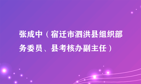 张成中（宿迁市泗洪县组织部务委员、县考核办副主任）