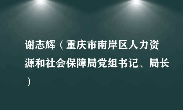 谢志辉（重庆市南岸区人力资源和社会保障局党组书记、局长）