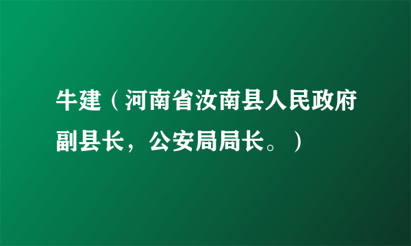 牛建（河南省汝南县人民政府副县长，公安局局长。）