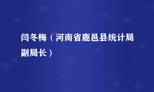 闫冬梅（河南省鹿邑县统计局副局长）