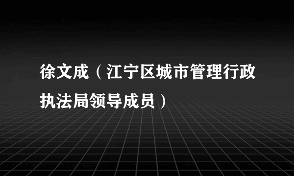 徐文成（江宁区城市管理行政执法局领导成员）