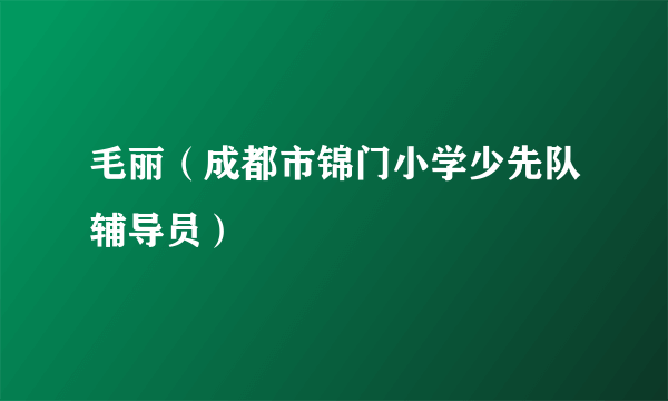 毛丽（成都市锦门小学少先队辅导员）