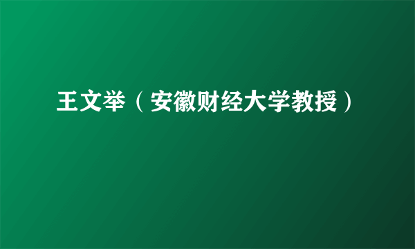 王文举（安徽财经大学教授）