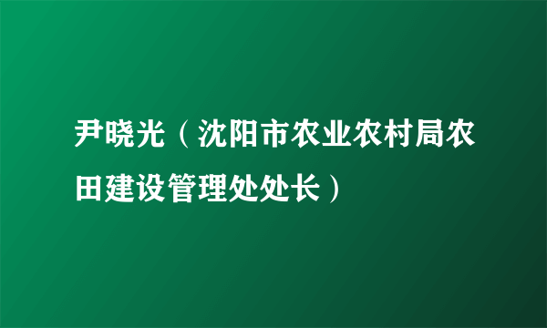 尹晓光（沈阳市农业农村局农田建设管理处处长）